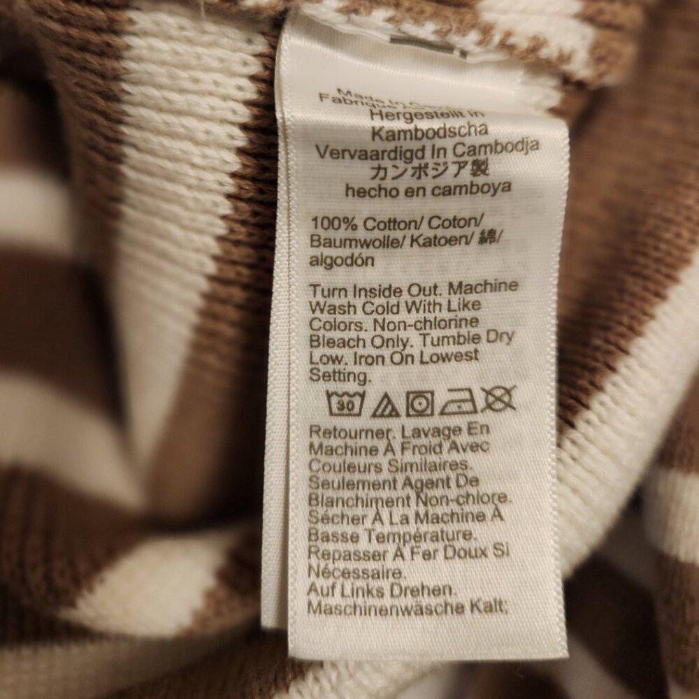 J Crew Striped Cotton Cardigan Size S Taupe & White Knitted Cotton - Picture 8 of 8